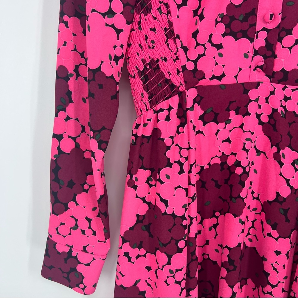 Kate Spade Pink Floral Mini Dress Long Sleeve Fit & Flare Size 0 - Picture 5 of 12